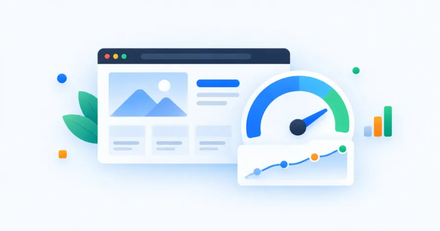Ilustracija optimizacije brzine web stranice s mjeračem performansi